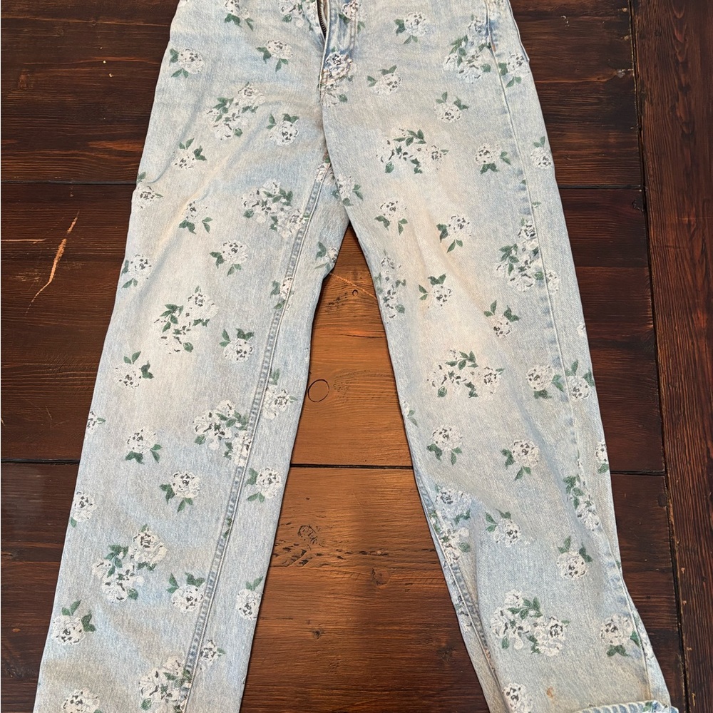 Wild Fable Light Blue Floral Straight Leg Jeans